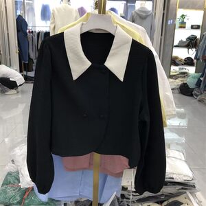 eleven-11拾壹22ea1201女装短款休闲外套娃娃领小香风外套上衣