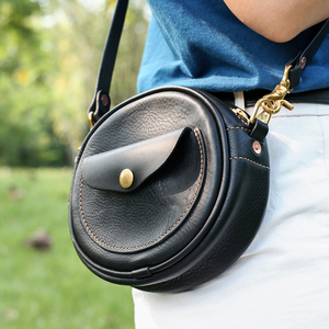 小森拾光 全手工小椭圆包mbox软植鞣牛皮单肩斜挎包可爱迷你包