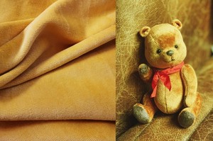 外单面料 姜黄色 弹力全棉 绒面 布料 泰迪熊衣服布 玩偶脚掌布