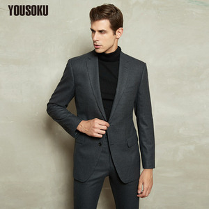 绅士灰法兰绒西装上衣微弹舒适保暖秋冬绒感yousoku 2021新品