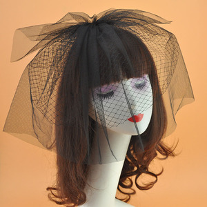 儿童模特走秀夸张双层面纱头饰女童婚纱礼服裙配饰品网纱发饰发夹