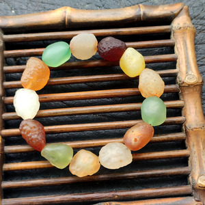 补天石千年风化稀有五彩高玉化糖心阿拉善玛瑙筋脉石手串手链