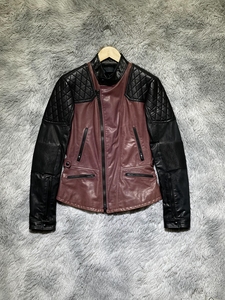 女士现货diesel black gold迪赛黑金系列公牛皮菱格机车夹克皮衣