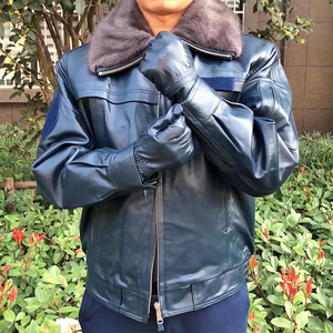 正品02冬季飞行员皮衣服皮夹克山羊皮裤套装春秋皮夹克骑行外套