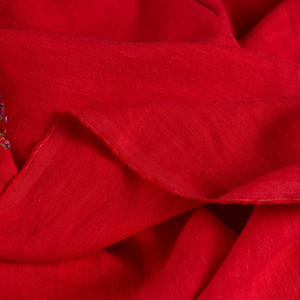 【番茄红】秋冬加厚重磅石磨砂洗麻料亚麻袍子连衣裙裤子外套布料