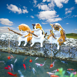 小猫钓鱼的好天气 猫们消磨时间 钓鱼猫摆件小猫钓鱼摆件日本正版