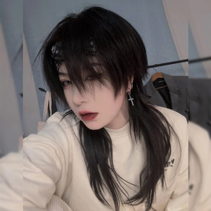 鲻鱼头假发男短发韩版帅气狼尾头发型男女通用自然蓬松学生全头套