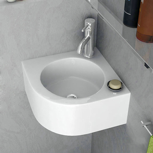 挂墙式洗手盆转角三角形洗脸盆家用卫生间阳台小号壁挂洗面盆陶瓷