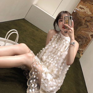 「卢洁云」cariedo羽毛连衣裙女夏2018新