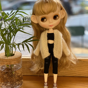 blythe小布娃娃 改妆改娃 bjd6分多关节素体裸娃  暖亚麻色长发