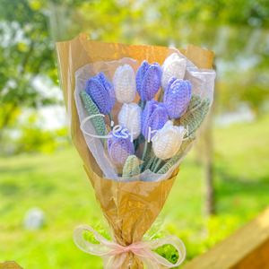 手工编织玫瑰花毛线针织绒线花朵成品自制diy材料包女神节礼物女