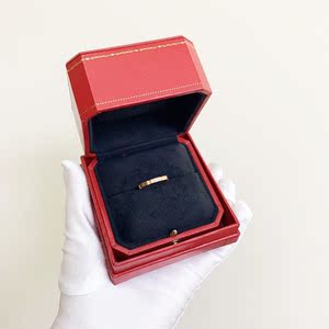 二手cartier 卡地亚18k金 四钻戒指 51号 有内外盒子