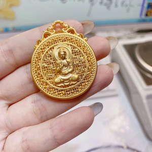 金佰亿古法大日如来佛黄金吊坠足金999男女款生日特惠特惠新年礼