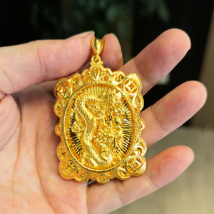精品黄金龙吊坠镂男女款足金999纯金3d硬金霸气生日爱情520礼物