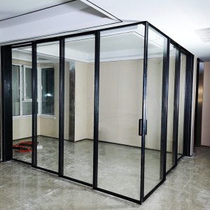 开放式厨房转角推拉门吊轨四五联动隔断阳台客厅极窄边框玻璃移门