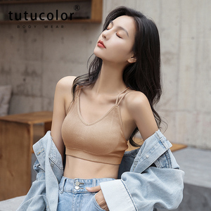 chuanqineiyi淘宝油画美背网红背心女吊带抹胸无钢圈内衣细肩带少女