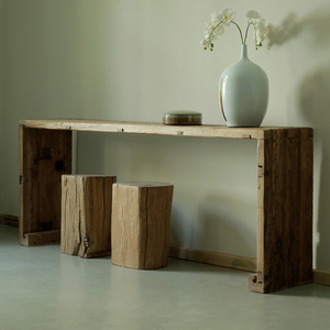 古朴年代老榆木条案简约新中式门板原木供台几家用吧台实木玄关桌