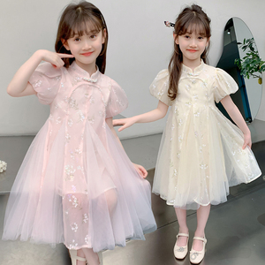女童旗袍连衣裙2024新款儿童夏季公主裙洋气小女孩唐装新中式裙子
