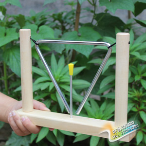 带木架三角铁儿童打击乐器玩具奥尔夫三角架幼儿园早教教具三角铃