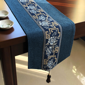 新中式禅意茶席餐桌桌旗中国风布艺茶桌茶旗电视柜茶几桌布茶台