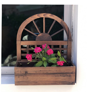 碳化防腐木墙上壁挂花盆架实木花篮墙壁装饰阳台绿植爬藤种植花箱