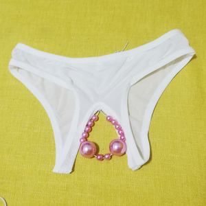珍珠内裤超大颗粒大码按摩拉珠开裆丁字内裤女可插入情侣做事神器
