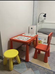 ikea宜家玛莫特儿童桌子学习桌子宝宝桌写字桌方桌游戏桌玩具塑料