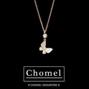 新加坡chomel项链女蝴蝶结小众设计轻奢纯银锁骨链送女友生日礼物