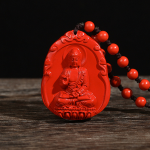 开光天然朱砂本命佛吊坠辟邪随身礼物观音原石守护神挂件男女属鼠