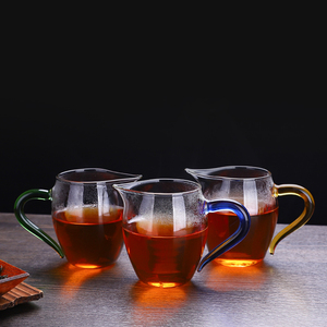 耐热玻璃公道杯茶海分茶器单个带手柄透明公杯公平杯功夫茶具配件