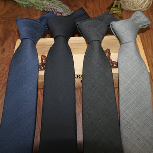 羊毛手打款男正装商务7~8cm黑色 灰色复古韩版休闲简约纯色领带潮