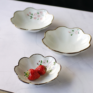 樱花盘创意日式陶瓷家用餐具点心盘水果盘菜盘多用盘子 微瑕疵