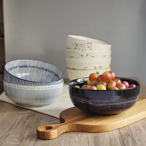 日式陶瓷家用排骨碗20厘米大号碗汤碗沙拉碗日本料理餐具 微瑕疵