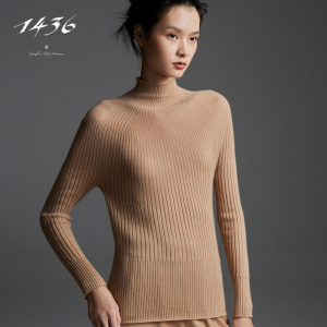 1436小山羊绒精纺高领罗纹全成型打底经典款女士针织衫