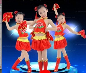 儿童开门红舞蹈表演演出服大红色肚兜舞蹈中国风喜庆六一新款舞台