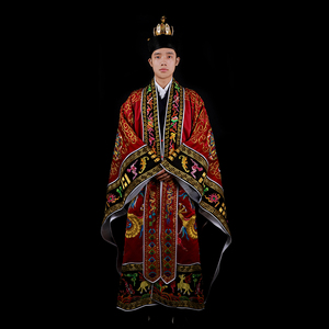 000人付款淘宝九龙法衣酒红色机绣全金丝九龙法服道教