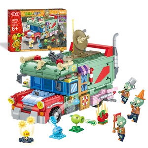 正版植物大战僵尸玩具时光穿梭机积木旅行汽车兼容乐高潘妮的追击