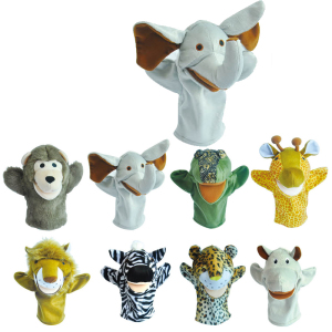 野生动物手掌偶8个斑马狮子老虎鳄鱼猴子河马手偶幼儿园玩具手偶