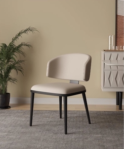 意式轻奢餐椅现代简约餐厅靠背椅北欧家用书椅设计软包高级感椅子