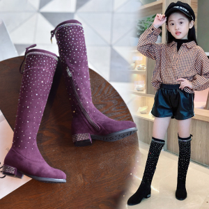 儿童过膝靴韩版新款高筒靴小女孩公主长靴春秋单靴中大童女童靴子