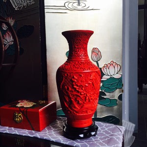 结婚生日礼物漆器扬州漆器雕漆花瓶出国商务礼品客厅装饰