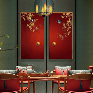 新中式红色装饰画客厅沙发背景墙挂画古典壁画原创复古中国风婚房