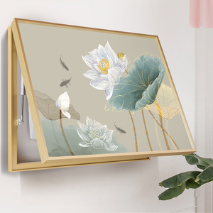 电表箱装饰画荷花新中式配电闸箱轻奢遮挡创意现代简约免打孔液压