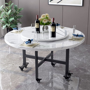 家用折叠移动餐桌折叠桌可折叠饭桌小户型客厅桌子简易大圆桌