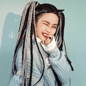 脏辫假发女儿童彩色渐变马尾民族风街舞嘻哈编发神器个性麻花潮辫