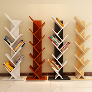 小户型个性实木书架落地全实木立体书房书柜木头经济型中学生自由