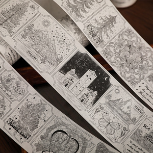 简约黑白默片礼赞带离型纸和纸胶带文艺森林花草手帐diy装饰素材