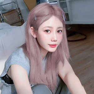 假发女长发全头套中分灰紫色长直发rose同款女团发色新款时尚