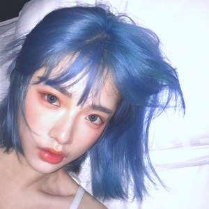 深海蓝假发cos短发超a酷短直发奶奶灰欧美波波头帅气可爱圆脸lo