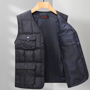 男士棉马甲加绒加厚毛内胆坎肩马夹保暖爸爸装背心柠檬小清新